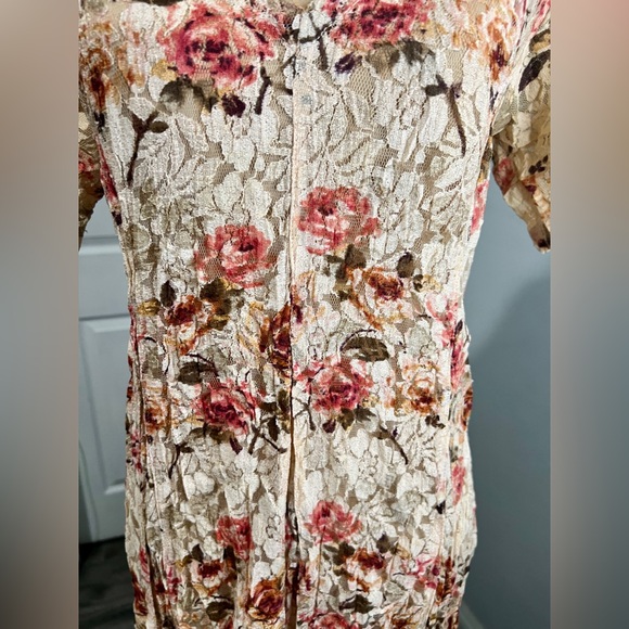 Vintage SHEER LACE Romantic Floral Cottagecore Fairy Victorian Festival Dress - Picture 9 of 11